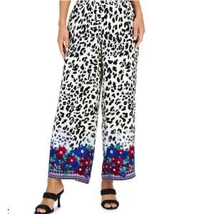 JM Collection Wide Leg Floral Cheetah Animal Print Indie Boho Pants XL NEW